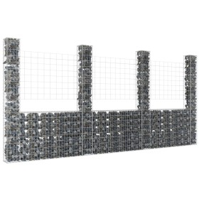 U-förmiger Gabionenkorb 4 Eisenpfosten 380x20x200 cm von vidaXL, Zaunpaneele - Ref: Foro24-151291, Preis: 191,53 €, Rabatt: %