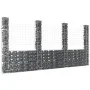 Cesta de gaviones forma de U 4 postes de hierro 380x20x200 cm de vidaXL, Paneles de vallas - Ref: Foro24-151291, Precio: 189,...