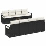 Conjunto de sofá de jardín 7 pcs Negro y crema 55 x 55 x 37 cm