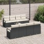 Conjunto de sofá de jardín 7 pcs Negro y crema 55 x 55 x 37 cm
