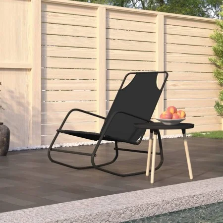 Tumbona mecedora de acero y textilene negro de vidaXL, Tumbonas - Ref: Foro24-318124, Precio: 50,48 €, Descuento: %