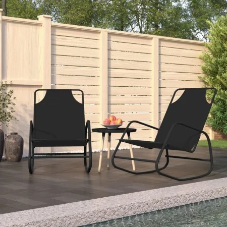 Tumbona mecedora 2 unidades de acero y textilene negro de vidaXL, Tumbonas - Ref: Foro24-318140, Precio: 82,53 €, Descuento: %