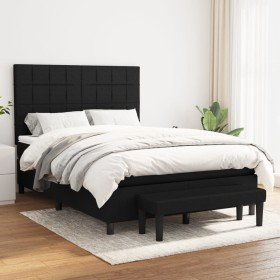 Cama box spring con colchón tela negro 140x200 cm en Camas y somieres | Comprar online en Foro24