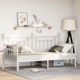 Estructura de chaise longue con cama nido blanca 100x200 cm de acero von , Betten und Lattenroste - Ref: Foro24-42002682, Pre...