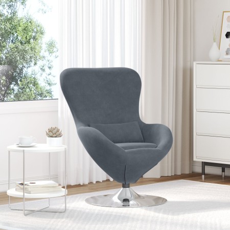 Sillón Huevo VidaXL en Terciopelo Gris Oscuro by , Armchairs - Ref: Foro24-42002725, Price: 168,17 €, Discount: %