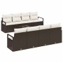 Conjunto de sofá de jardín 7 pcs Marrón y crema 55 x 55 x 37 cm