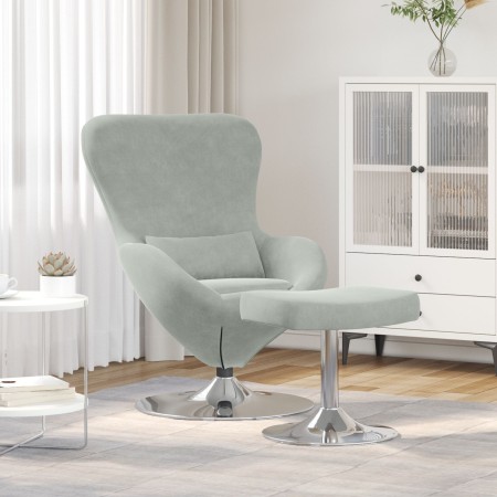Sillón Huevo con reposapiés de terciopelo gris claro de , Sillones - Ref: Foro24-42002744, Precio: 185,60 €