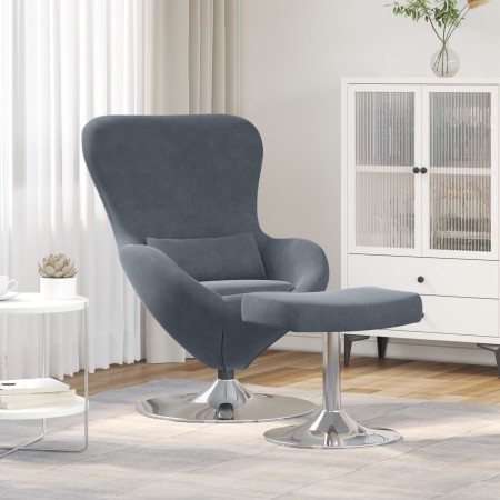 Sillón Huevo con Reposapiés de Terciopelo Gris Oscuro | Foro24.es | Tu tienda online para hogar, jardín y más Foro24.es
