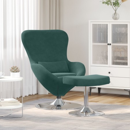 Sillón Huevo con Puff Terciopelo Verde Oscuro | Foro24.es | Tu tienda online para hogar, jardín y más Foro24.es