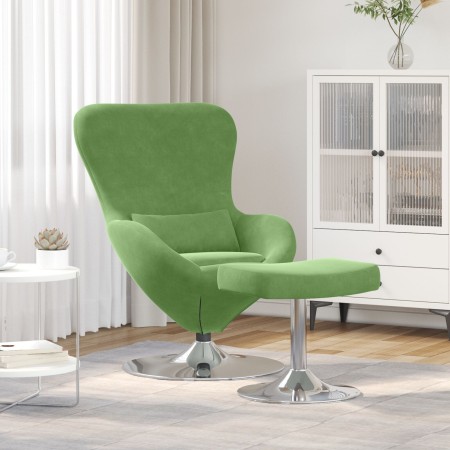 Sillón Huevo  con reposapiés de terciopelo verde claro | Foro24.es | Tu tienda online para hogar, jardín y más Foro24.es