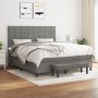 Cama box spring con colchón tela gris oscuro 160x200 cm