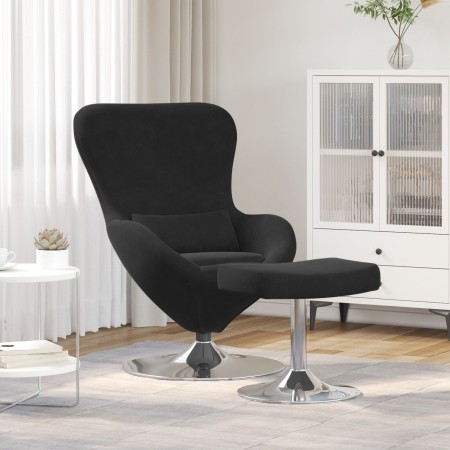 Sillón Huevo con Reposapiés de Terciopelo Negro | Foro24.es | Tu tienda online para hogar, jardín y más Foro24.es