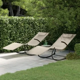 Rocking lounger 2 units in steel and cream textilene by vidaXL, Loungers - Ref: Foro24-318130, Price: 157,43 €, Discount: %