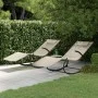 Tumbona mecedora 2 unidades de acero y textilene crema de vidaXL, Tumbonas - Ref: Foro24-318130, Precio: 157,43 €, Descuento: %