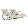 Tumbona mecedora 2 unidades de acero y textilene crema de vidaXL, Tumbonas - Ref: Foro24-318130, Precio: 157,43 €, Descuento: %