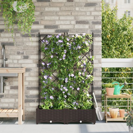 Macetero de Jardín con Rejilla 2 pcs Marrón 80x40x125.5 cm de , Maceteros y jardineras - Ref: Foro24-42002814, Precio: 51,09 €