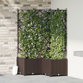 Macetero de Jardín con Treillis 3 pcs Marrón