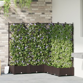 Planter de Jardín con Enrejado 5 pcs Marrón