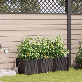 Jardineras con sistema de riego 3 pcs Marrón