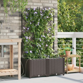 Maceteros de jardín con sistema de riego 2 pcs