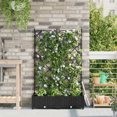 Macetero de Jardín con Rejilla 2 pcs Negro 80x40x125.5 cm by , Pots and planters - Ref: Foro24-42002837, Price: 54,80 €, Disc...