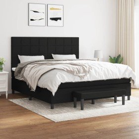 Cama box spring con colchón tela negro 180x200 cm en Camas y somieres | Comprar online en Foro24