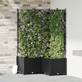 Macetero de Jardín con Enrejado 3 pcs Negro