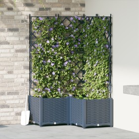 Macetero de Jardín con Celosía 3 pcs Gris