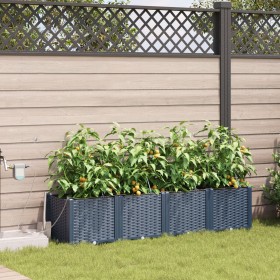 Macetas de Jardín con Sistema de Riego 4 pcs Gris
