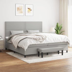 Cama box spring con colchón tela gris claro 200x200 cm Cama box spring con colchón tela gris claro 200x200 cm