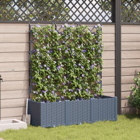 Macetero de Jardín con Rejilla 3 pcs Gris Claro