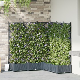 Macetero de Jardín con Trellis 5 pcs Gris Claro