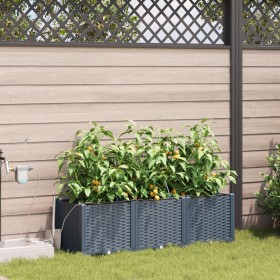 Macetas de Jardín con Sistema de Riego 3 pcs Gris