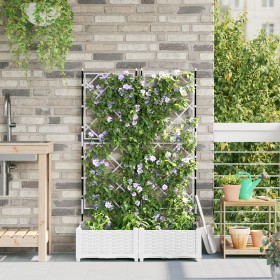 Macetero de Jardín con Trellis 2 pcs Blanco