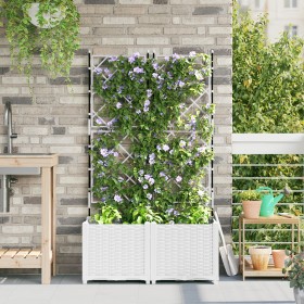 Macetero de Jardín con Enrejado 2 pcs Blanco 80x40x143 cm von , Töpfe und Pflanzgefäße - Ref: Foro24-42002906, Preis: 74,09 €...