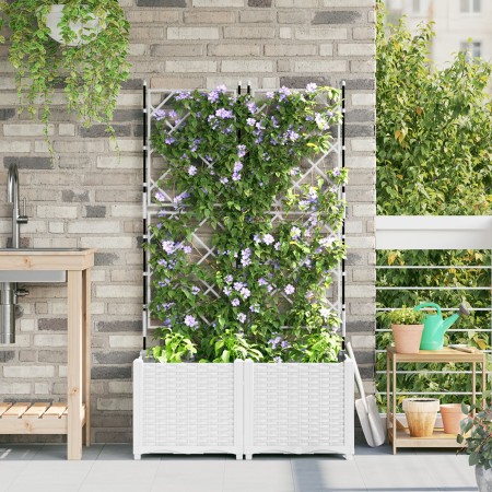 Macetero de Jardín con Enrejado 2 pcs Blanco 80x40x143 cm von , Töpfe und Pflanzgefäße - Ref: Foro24-42002906, Preis: 60,26 €...