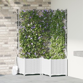 Macetero de jardín con enrejado 3 pcs Blanco
