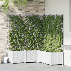 Macetero de jardín con enrejado 5 pcs Blanco