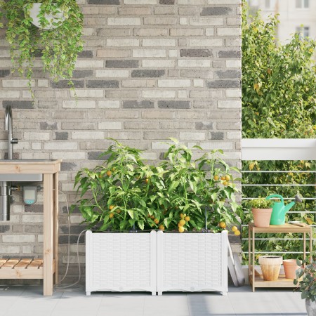 Maceteros de jardín  con sistema de riego 2 pcs Blanco | Foro24.es | Tu tienda online para hogar, jardín y más Foro24.es