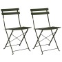 Sillas de Jardín Plegables 2 pcs Verde Oscuro Acero de , Sillas de jardín - Ref: Foro24-42002955, Precio: 80,89 €