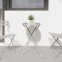 Mesa de Bistro Plegable Beige Ø50x71 cm de Acero con Recubrimiento en Polvo | Foro24.es | Tu tienda online para hogar, jardín y más Foro24.es