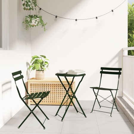 Juego de bistró plegable de 3 piezas  verde oscuro de acero | Foro24.es | Tu tienda online para hogar, jardín y más Foro24.es