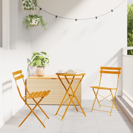Conjunto de Bistro Plegable de 3 Piezas  Amarillo Mostaza Acero | Foro24.es | Tu tienda online para hogar, jardín y más Foro24.es