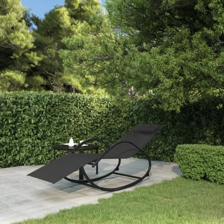 Steel and black textilene rocking lounger by vidaXL, Loungers - Ref: Foro24-318116, Price: 95,67 €, Discount: %