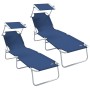 Tumbonas plegables 2 pcs con toldo Tela Oxford 600D Azul | Foro24.es | Tu tienda online para hogar, jardín y más Foro24.es