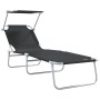 Tumbonas Plegables 2 pcs con Toldo Tela Oxford 600D Negra | Foro24.es | Tu tienda online para hogar, jardín y más Foro24.es