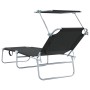 Tumbonas Plegables 2 pcs con Toldo Tela Oxford 600D Negra | Foro24.es | Tu tienda online para hogar, jardín y más Foro24.es