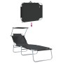 Tumbonas Plegables 2 pcs con Toldo Tela Oxford 600D Negra | Foro24.es | Tu tienda online para hogar, jardín y más Foro24.es