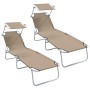 Tumbonas Plegables 2 pcs con toldo Tela Oxford 600D Taupe von , Liegen - Ref: Foro24-42003063, Preis: 104,34 €, Rabatt: %