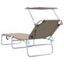 Tumbonas Plegables 2 pcs con toldo Tela Oxford 600D Taupe von , Liegen - Ref: Foro24-42003063, Preis: 104,34 €, Rabatt: %